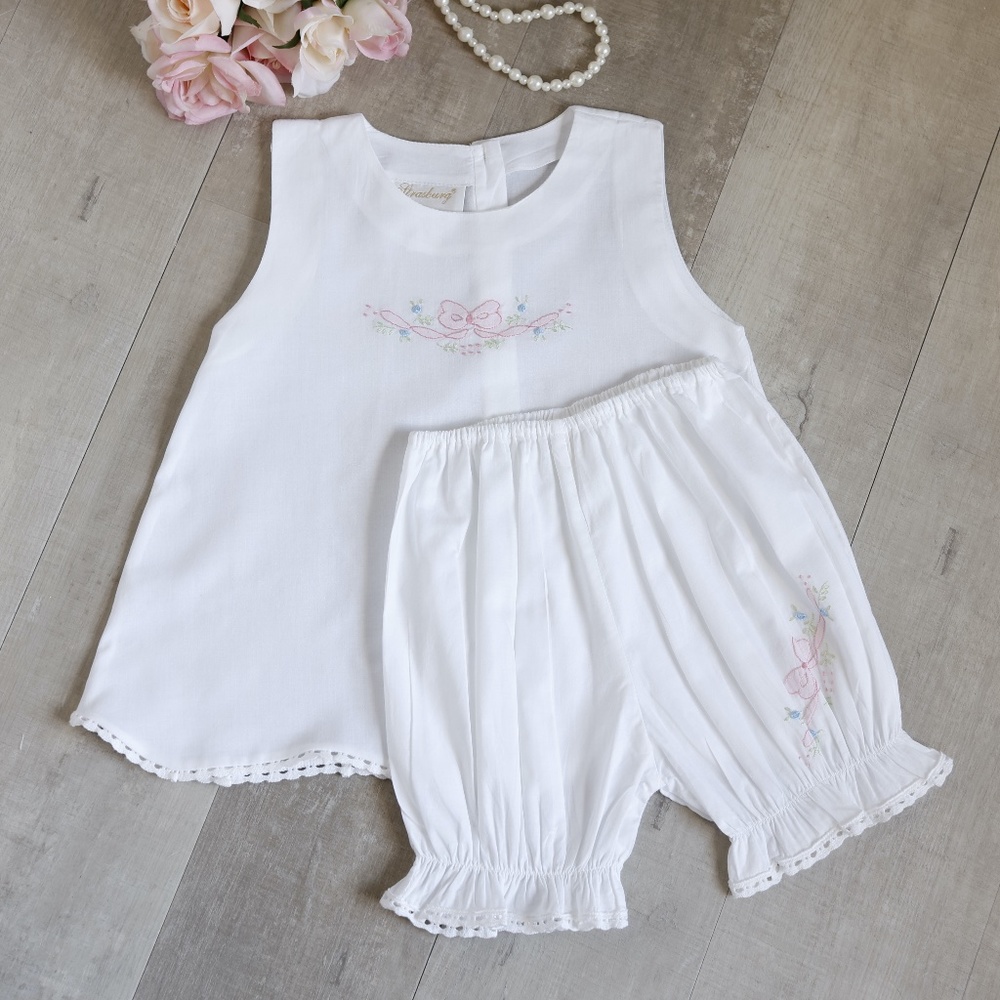 Strasburg White Cotton Set 12/18 Month Embroidery Vacation Beach Portrait Summer